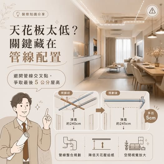 天花板太低怎麼辦?昕威室內裝修設計解析管線整合、冷氣配管與室內淨高規劃 天花板太低怎麼辦?昕威室內裝修設計解析管線整合、冷氣配管與室內淨高規劃
